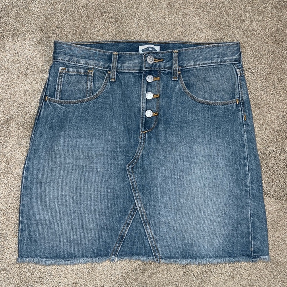 Denim skirt with button up detail